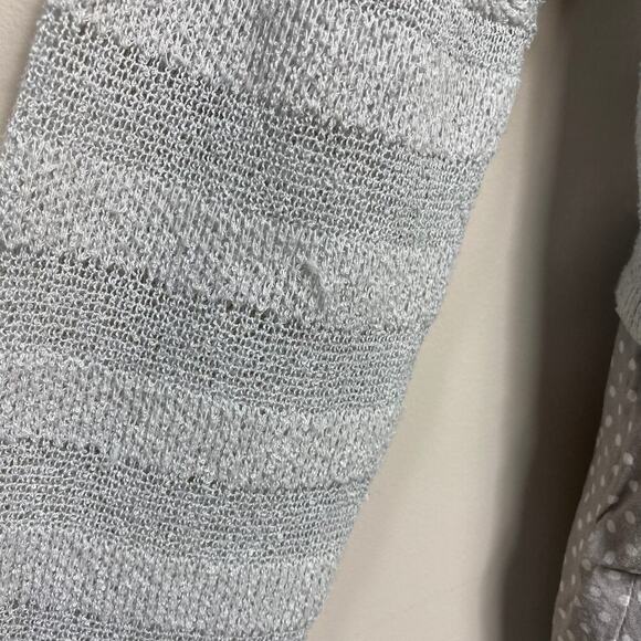 A'REVE Sweater Mixed Media Open Knit Polka Dot Gray Monochromatic Size M - Picture 7 of 7